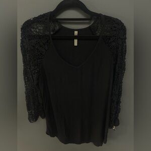 Black Top with Lace Sleeves